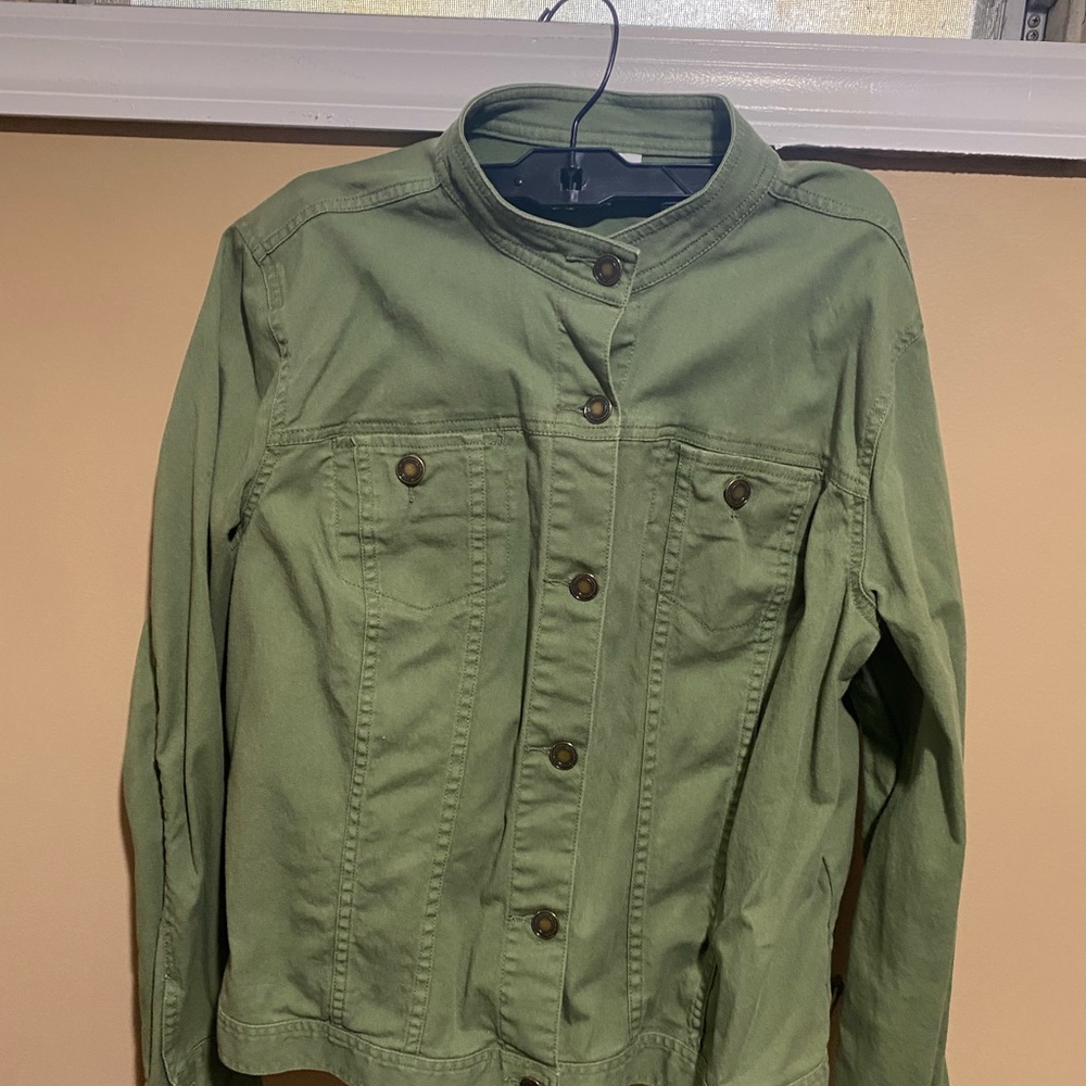 Charter Club Women's Olive Denim Suit Jacket & Pants Size L - Picture 6 of 7